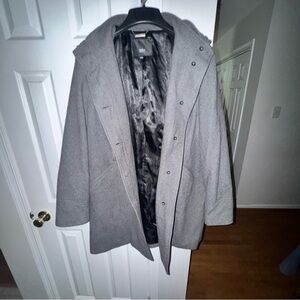 Mossimo Women's XXL Gray Wool Blend Peacoat Military Style Button Front Jacket